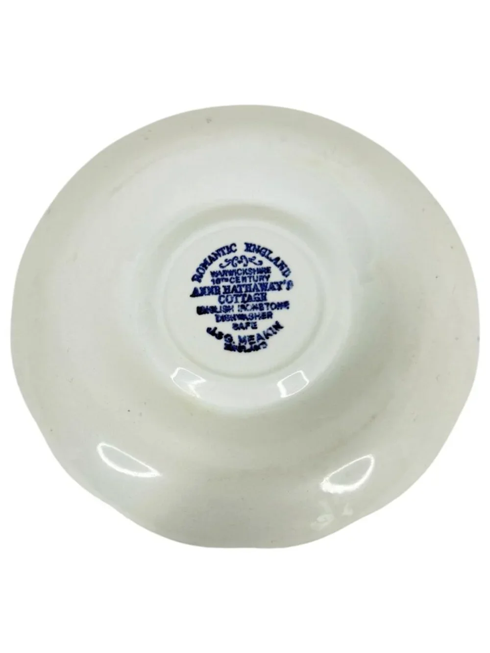 J&G Meakin Romantic England Blue & White Saucers Anne Hathaways Cottage Set Of 2